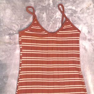 Mauve pink and tan striped maxi dress